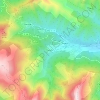 Carte topographique Castello, altitude, relief