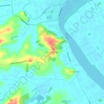 Carte topographique Mount Wesley, altitude, relief