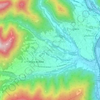 Carte topographique Colmirano, altitude, relief