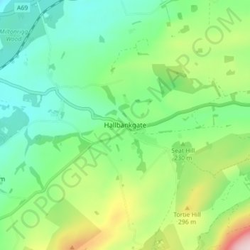 Carte topographique Hallbankgate, altitude, relief