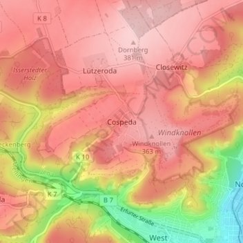Carte topographique Cospeda, altitude, relief