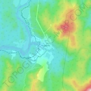 Carte topographique Rosebery, altitude, relief