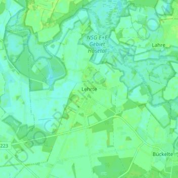Carte topographique Lehrte, altitude, relief