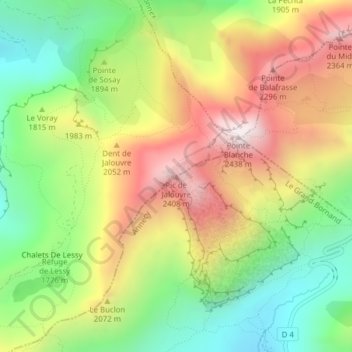Carte topographique Pic de Jalouvre, altitude, relief