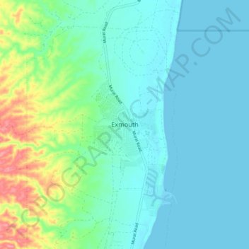 Carte topographique Exmouth, altitude, relief