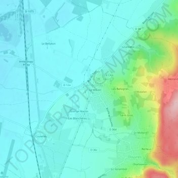 Carte topographique Le Plat, altitude, relief