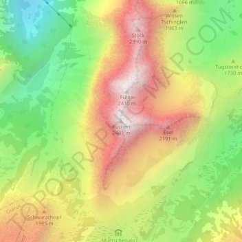 Carte topographique Ruchen, altitude, relief