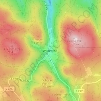 Carte topographique Wildenthal, altitude, relief