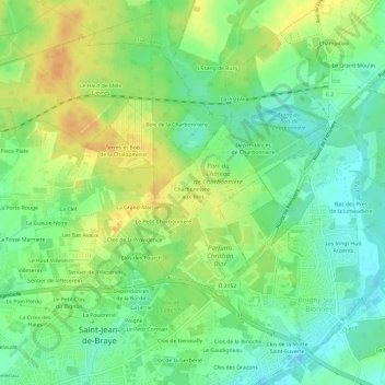 Carte topographique Charbonniere-aux-bois, altitude, relief