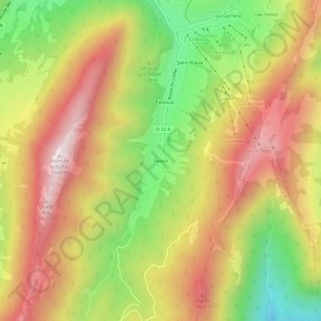 Carte topographique Penon, altitude, relief