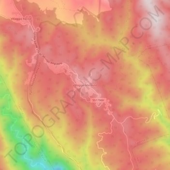 Carte topographique Villaggio Mancuso, altitude, relief