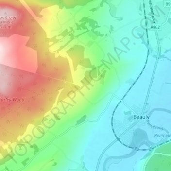 Carte topographique Dunmore, altitude, relief