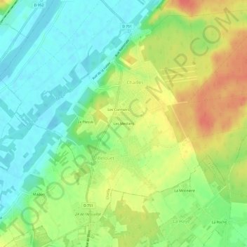Carte topographique Les Mesliers, altitude, relief
