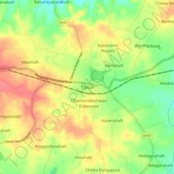 Carte topographique Tipaturu, altitude, relief