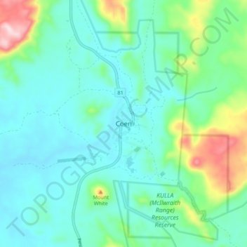 Carte topographique Coen, altitude, relief