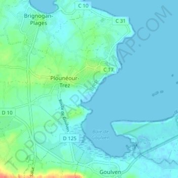 Carte topographique Le Rheun, altitude, relief