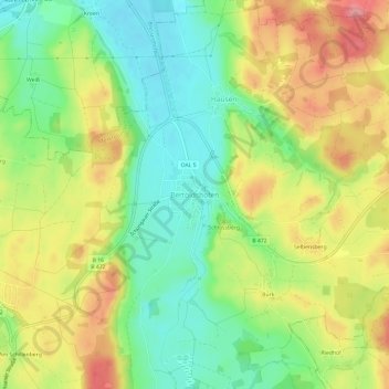Carte topographique Bertoldshofen, altitude, relief