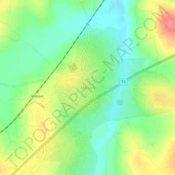 Carte topographique Mlowo, altitude, relief