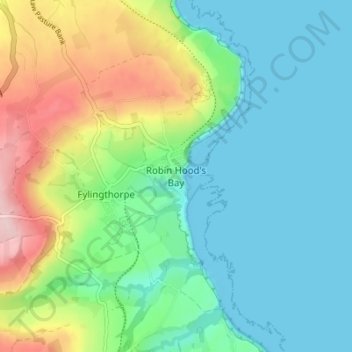 Carte topographique Robin Hood's Bay, altitude, relief