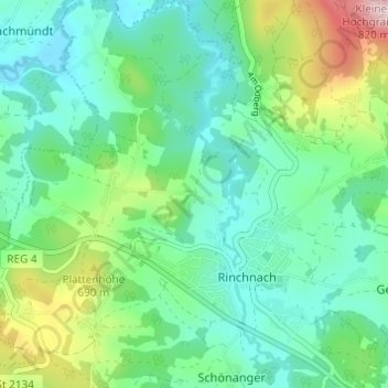 Carte topographique Kapfham, altitude, relief