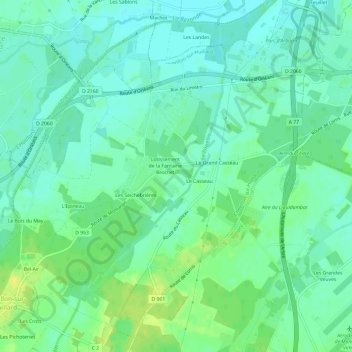 Carte topographique La Raveauderie, altitude, relief