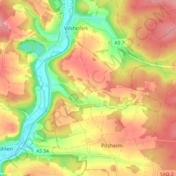 Carte topographique Gattershof, altitude, relief