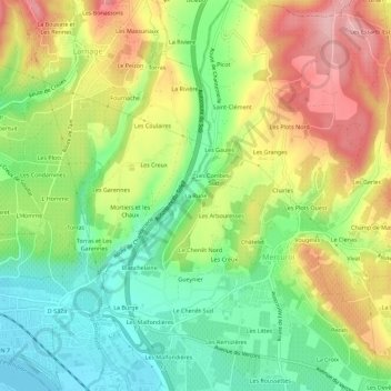 Carte topographique La Rune, altitude, relief