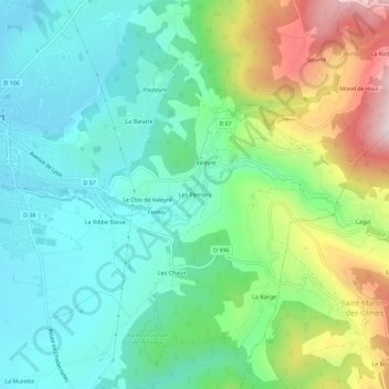 Carte topographique Les Perriers, altitude, relief