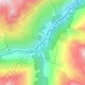 Carte topographique Vent, altitude, relief