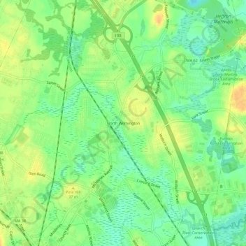 Carte topographique North Wilmington, altitude, relief