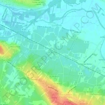 Carte topographique Les Brandes, altitude, relief