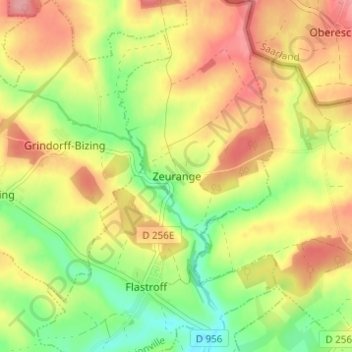 Carte topographique Zeringen, altitude, relief