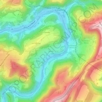 Carte topographique Ravines, altitude, relief