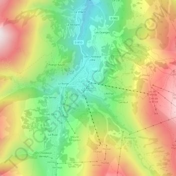 Carte topographique Le Pontet, altitude, relief