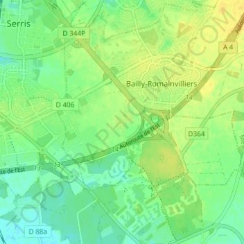 Carte topographique Bailly, altitude, relief