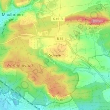 Carte topographique Schmie, altitude, relief