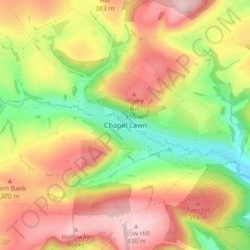 Carte topographique Chapel Lawn, altitude, relief