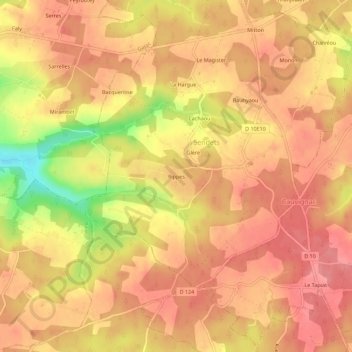 Carte topographique Rippes, altitude, relief