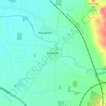 Carte topographique Marston, altitude, relief