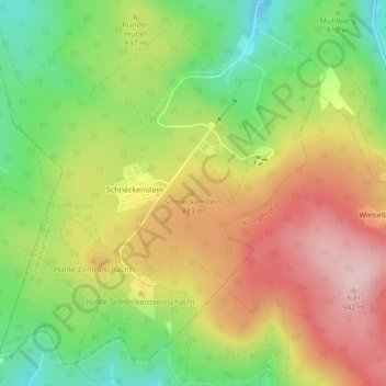 Carte topographique Schneckenstein, altitude, relief