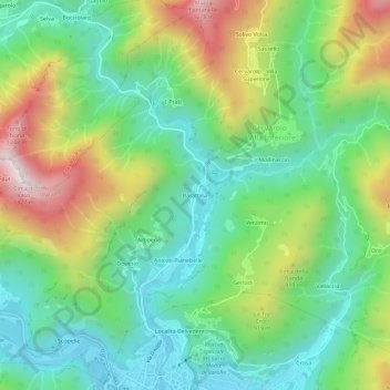 Carte topographique Barattina, altitude, relief