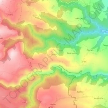 Carte topographique Heumes, altitude, relief