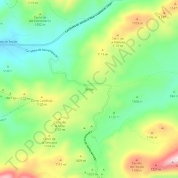 Carte topographique Onítar, altitude, relief