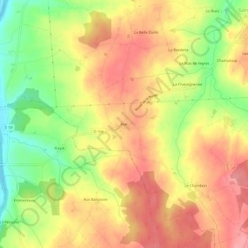 Carte topographique Rue, altitude, relief