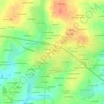 Carte topographique La Bastille, altitude, relief