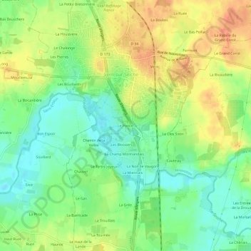Carte topographique Le Poncel, altitude, relief
