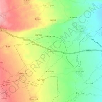 Carte topographique Pariwan, altitude, relief