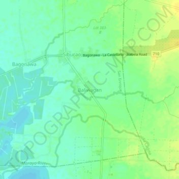 Carte topographique Baliwagan, altitude, relief