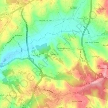 Carte topographique Azabucho, altitude, relief