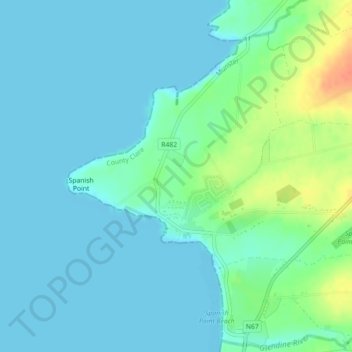 Carte topographique Spanish Point, altitude, relief
